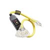 Defender Cable 12/3 Gauge, 3 ft, POWER BLOCK, 20 AMP w Lighted Ends Contractor Grade UL and ETL Listed DCG-341-32